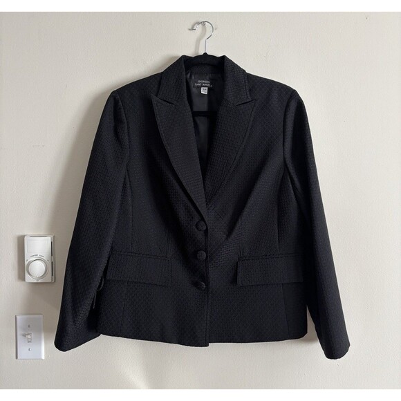 Giorgio Sant Angelo Womens 14 XL Blazer Black Textured Tie Sides Y2K 90s 2000s - Picture 1 of 6